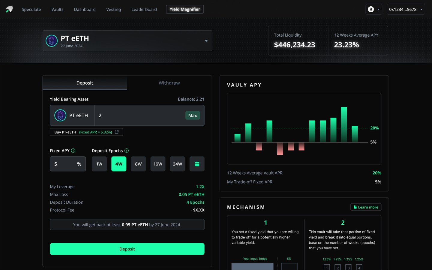 Thetanuts app — first deposit